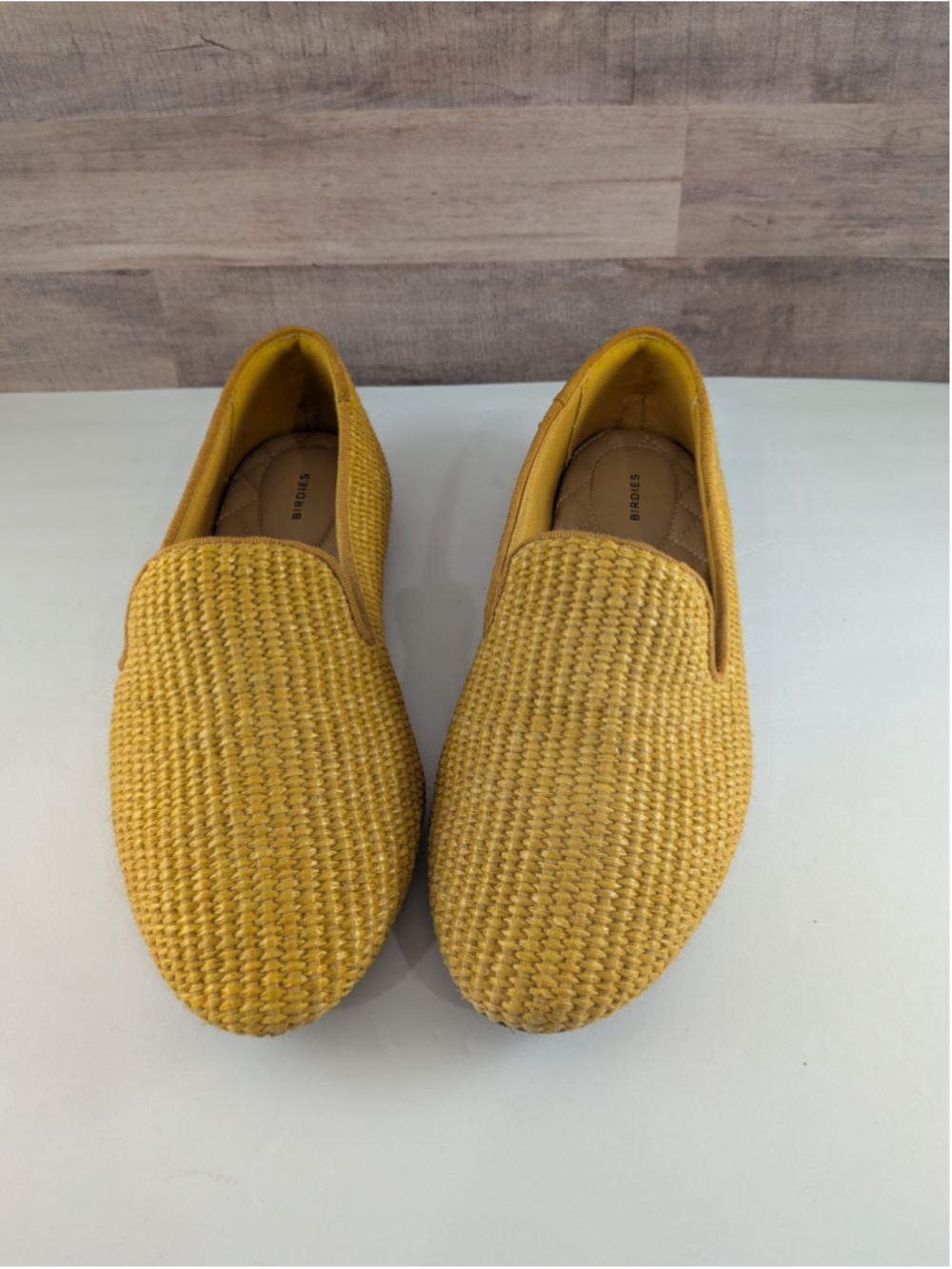 The Starling Mustard Yellow Birdies Woven Loafer Flats Size 8